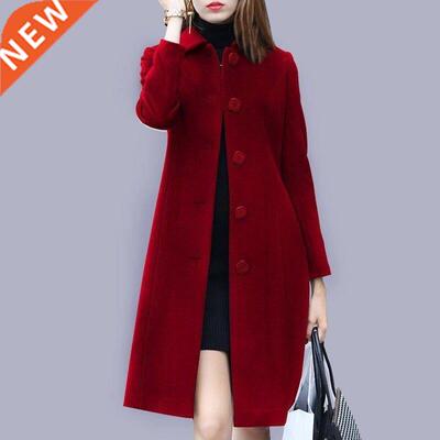 Christmas Warm Overcoat Autumn Winter Woen Coat Female Mid