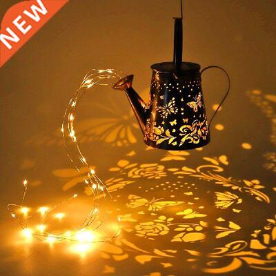 Solar Waterng Can Lghts ron Hollow Art Kettle Lamp