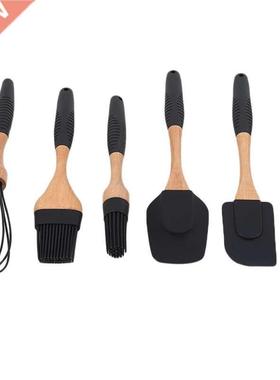Ensemble d'outils de cuisson Silicone manche en bois acier i