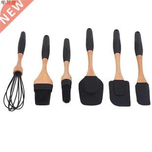 Ensemble d'outils de cuisson Silicone manche en bois acier i