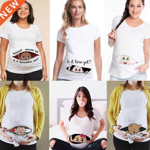 Summer Funny Cartoon Prnt Pregnancy T-Shrt Tops Maternty