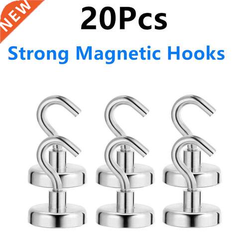 20Pcs Strong Magnetic Hooks Heavy Duty Wall Hooks Hanger Key