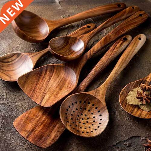 Thailand Teak Natural Wood Tableware Spoon Ladle Turner Long