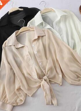 Chiffon Shirts Women 2020 Summer Half Sleeve Buttoned Up Shi