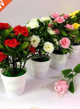 1x Artificial Flower Plant Rose Potted Bonsai Office Garden