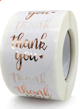 100-500pcs Rose Gold Foil Thank You Sticker For Small Busine