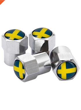4PCS Wheel Tire Valve Stem Caps Sweden Flag logo Volvo V40