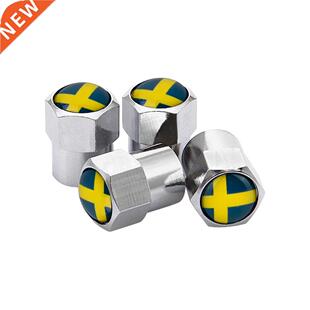 4PCS Wheel Tire Valve Stem Caps Sweden Flag logo Volvo V40