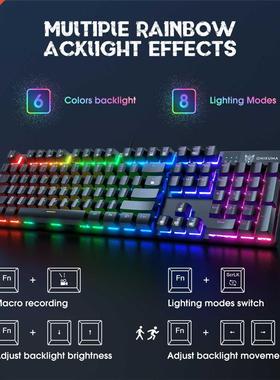 Mechanical Keyboard Gaming Keyboards Backlit 104 Key PC Keyp