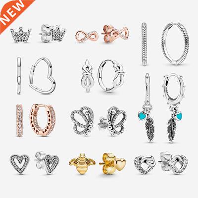 Original 925 Sterling Silver Earrings 2022 Stud Crystal Eari
