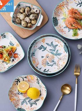 Ceramic Fruit salad dinner plate and rice soup bowl set roun