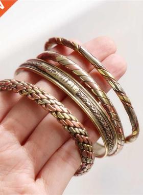 Indian Jewelry Red Copper Wrapped Open Cuff Slim Bangles for