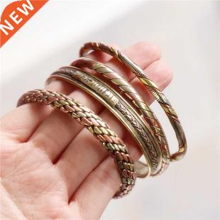 Indian Jewelry Red Copper Wrapped Open Cuff Slim Bangles for