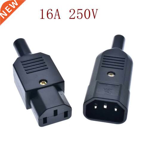 IEC Socket Straight Cable Plug Connector C13 C14 16A 250V Bl