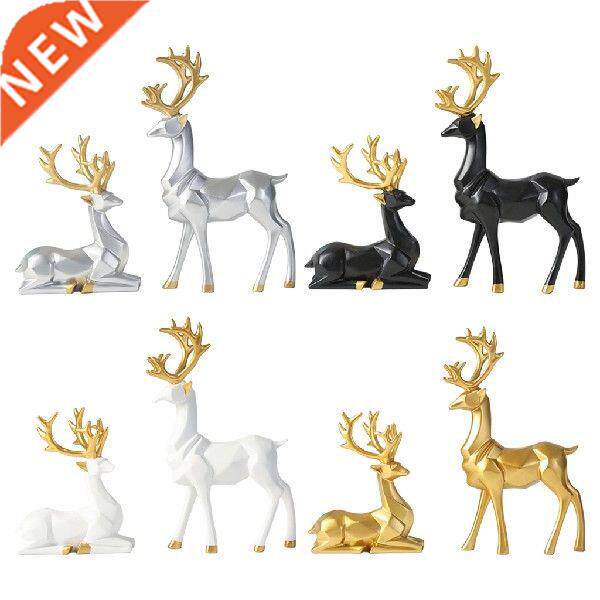 2pcs Christmas Reindeer Figurine Statue Resin Fairy Garden图片