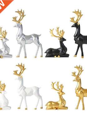 2pcs Christmas Reindeer Figurine Statue Resin Fairy Garden