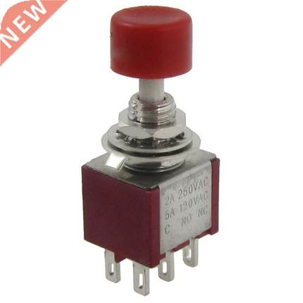 2 Pcs AC 250V 2A 120V 5A DPDT 2NO 2NC Momentary Button Switc