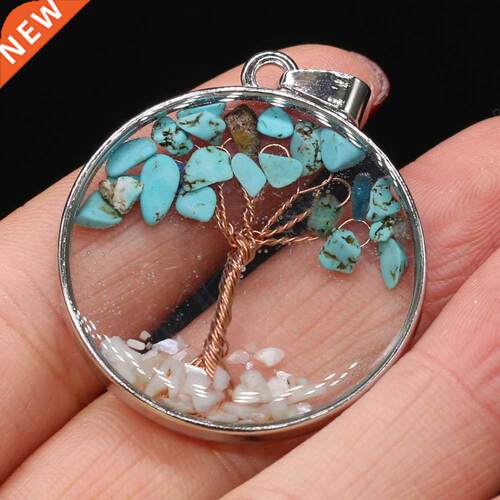 Natural Stone Pendants Green Turquoises Tree of Life High Qu