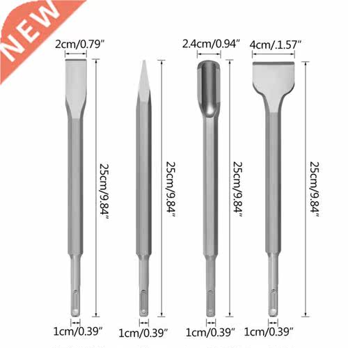 51BD 4 Pcs SDS PLUS- Chisels Set 250mm Flat Chisel Electric