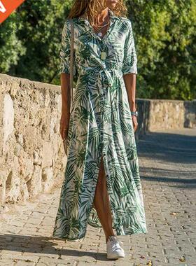 Women Floral Print Long Dress Summer Holiday Party Midi Dre