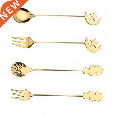 4pcs Creatve Dessert Seahorse Spoons Stanless Steel Moon