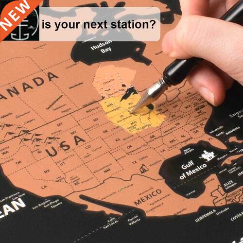 Scratch off World Map Personalized Travel Atlas Poster
