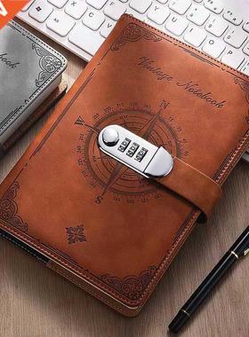 A5Retro Password Noteook With Lock Journal Thicken Simple S