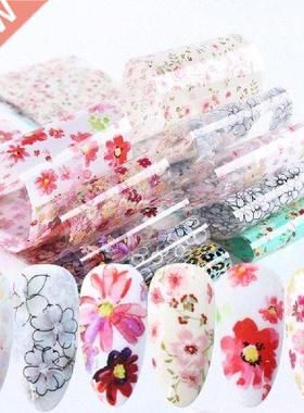 10Sheets Starry Sky Floral Print Nail Art Sticker Transfer