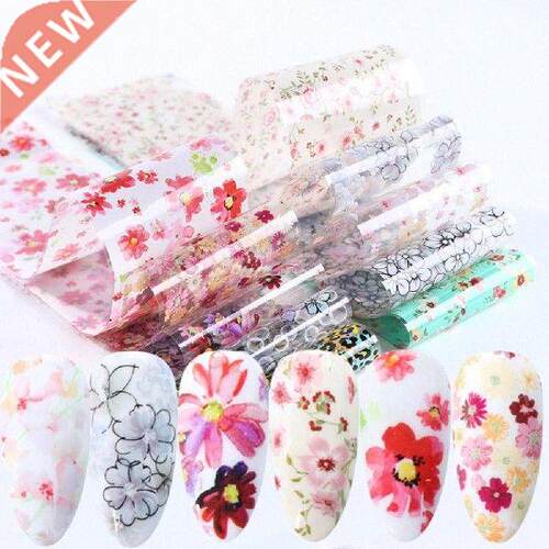 10Sheets Starry Sky Floral Print Nail Art Sticker Transfer
