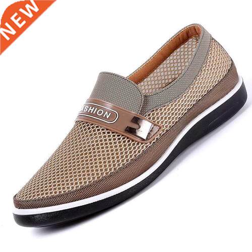 2021 New Summer Me oes Men Slip-On Flat Sapatos Hollow O