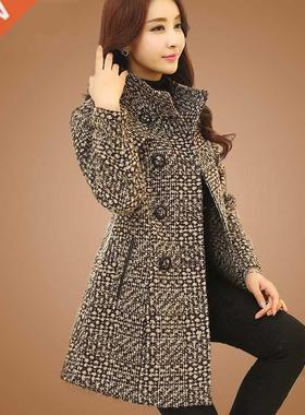 New Women's Wool Blends Coat Winter 2022 Autumn Faion Eleg