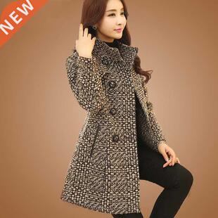 New Women's Wool Blends Coat Winter 2022 Autumn Faion Eleg