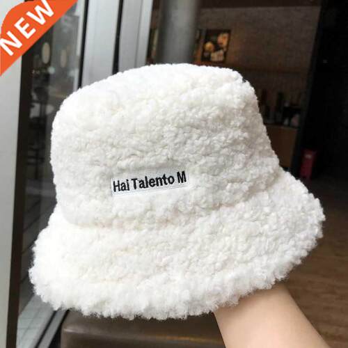 New Women Winter Hats Bucket Hats Soft Lamb Plush Soft Warm