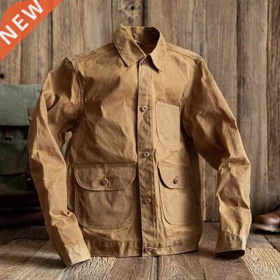 Oil Wax Jackets For Men Pocket Khaki Denim Pocket Jacket Vi