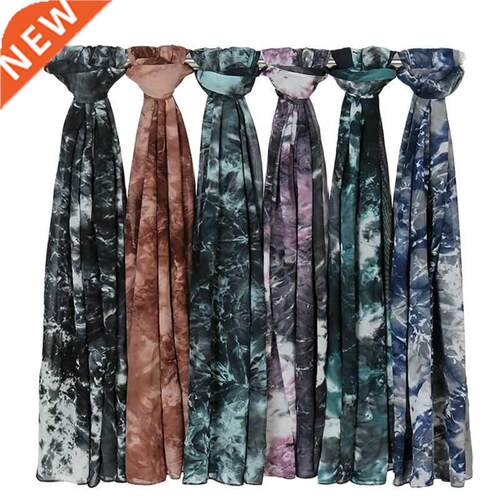 2021 Fashion Ink Painting Floral Bubble Chiffon Hijab Lady P