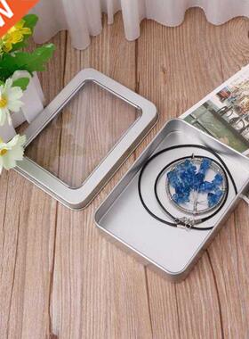 Delicate Window Top Metal Tin Can Box Silver Blank Storage C
