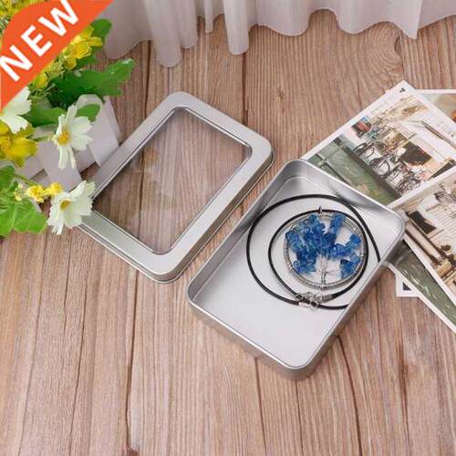 Delicate Window Top Metal Tin Can Box Silver Blank Storage C