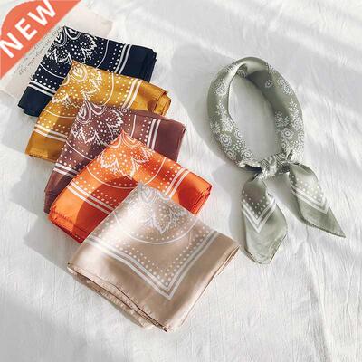 70cm Paisley Printed Hijab Scarf For Women Silk Satin Bandan