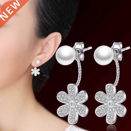 Pearl silver stud earring anti-allergic 925 pure silver earr