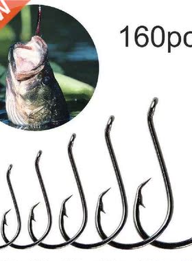160Pcs/Box Offset Circle Fishing Hooks High Carbon Steel