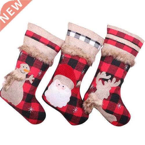 3Pcs Christmas Stocking Fireplace Hanging Xmas Stockings Dec