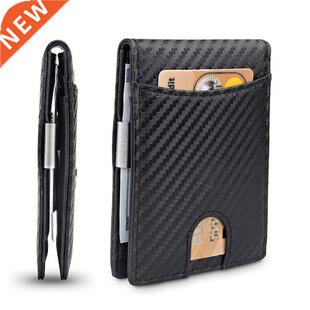 Men's Wallet Carbon Fiber Credit Card Wallet RFID Protec