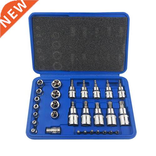 30Pcs 1/4 3/8 1/2 Torx Star Socket Bit Set of Tools Male Fem