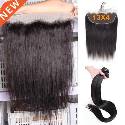 13X4 Lace Frontal With Bundles Straight Natural Remy 100% Hu