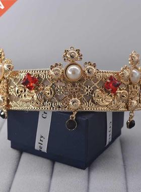 Broque Vintge Metl Flower Frme Perl Hedbnd Crown Hi