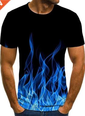 2020 new flame men's T-shirt summer fashion short-sleeved 3D