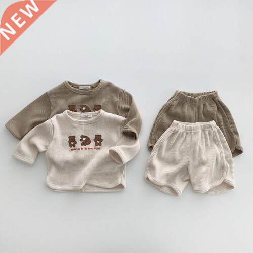 2022 Summer New Baby Bear Clothes Set Boy Girls Long Sleeve