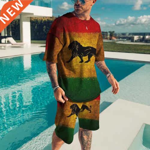 New Summer Men's 3D Animal Printing Casual Men Sets Short Ou