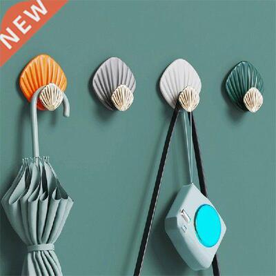 4pcs Creative Shell Shape Wall Hanging Hook Punchfree