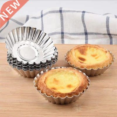 6/10pcs Nonstick Ripple Aluminum Alloy Egg Tt Mold Flower